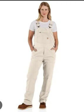 Carhartt Women's Ashland Bib Overall Double Knee Natutal White Sz Large Regular